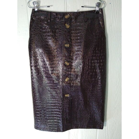 Rachel Comey x Target Women's 4 Brown Faux Leather Textured Pencil Skirt NWT - Picture 2 of 10